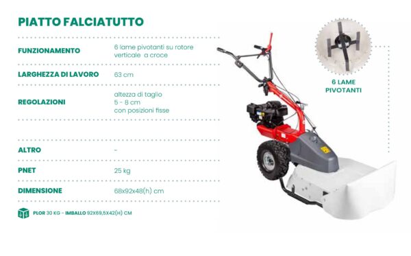 Trinciaerba Falciatutto EUROSYSTEMS mod.P70 EVO - motore B&S - Multi Attrezzo - Made in Italy