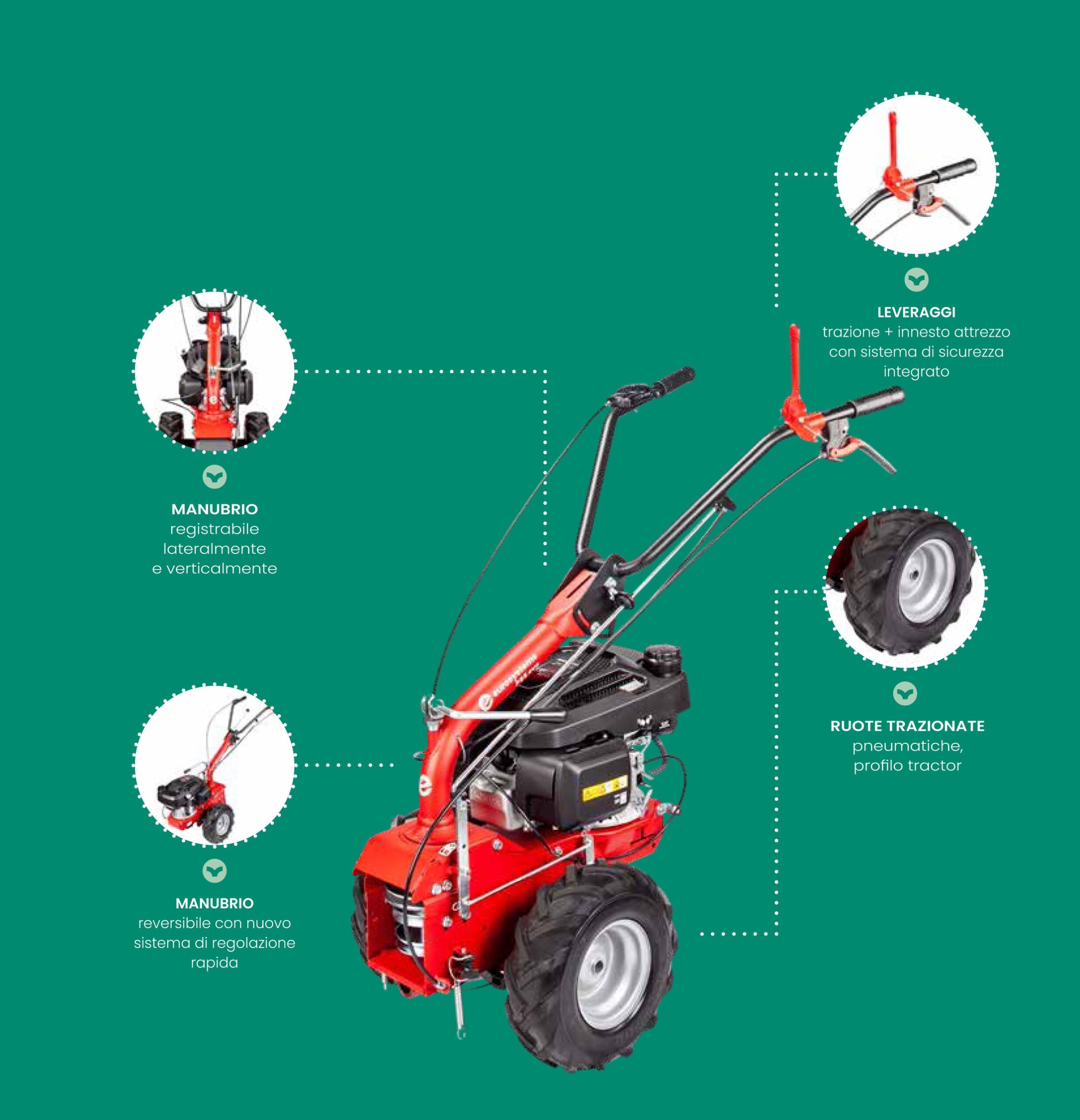 Motofalciatrice EUROSYSTEMS mod.P55 EVO – motore Loncin- Multi Attrezzo – Made in Italy