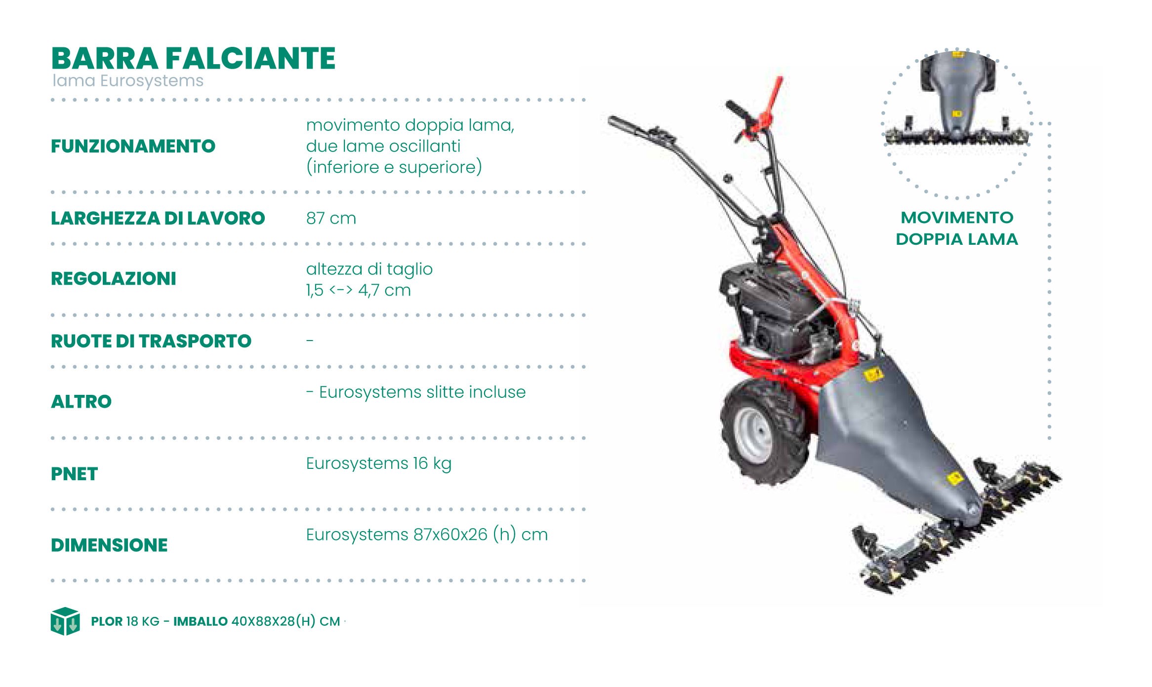 Motofalciatrice EUROSYSTEMS mod.P55 EVO – motore Loncin- Multi Attrezzo – Made in Italy