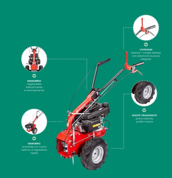 Trinciaerba falciatutto EUROSYSTEMS mod.P55 EVO - motore Loncin - Multi Attrezzo - Made in Italy