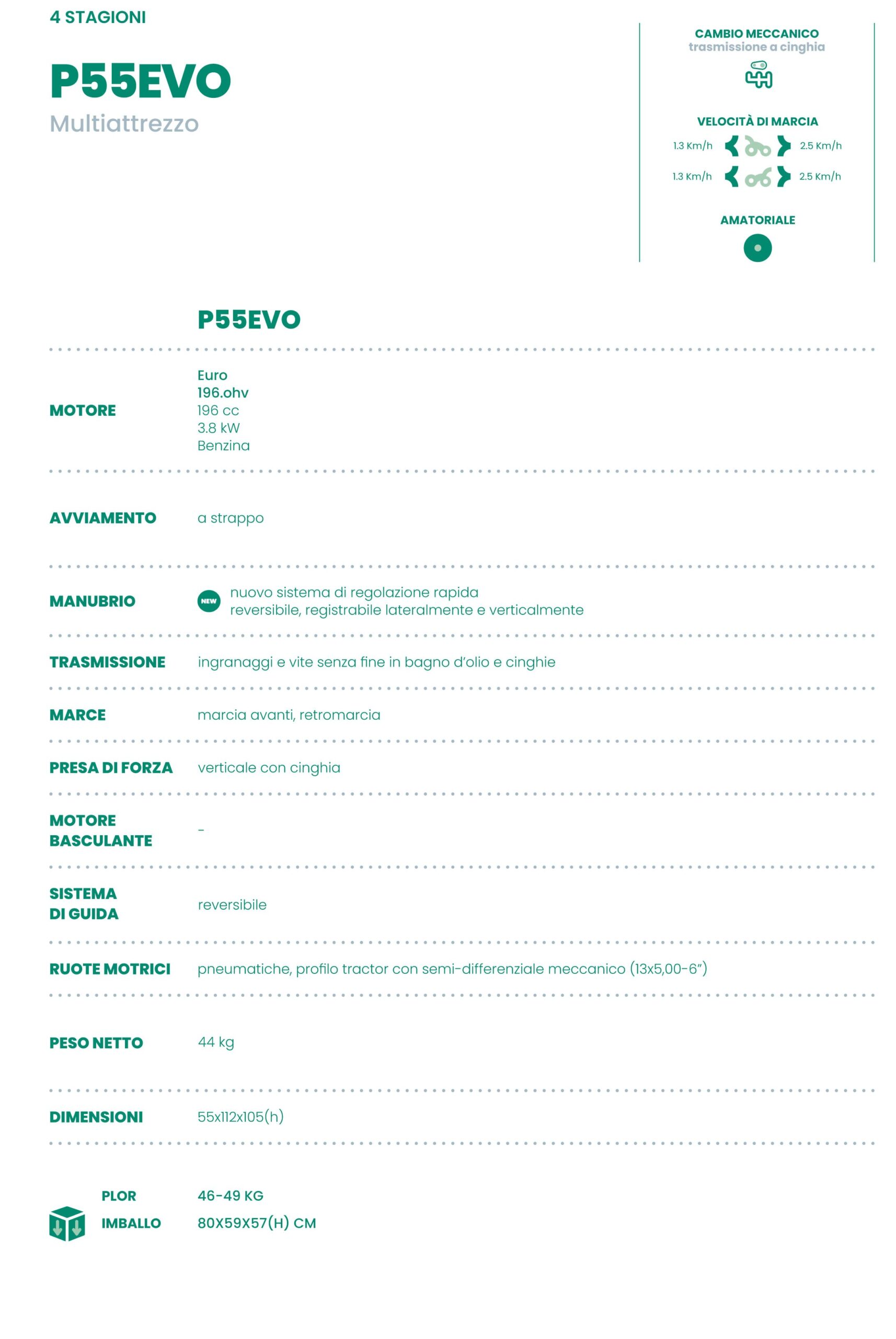 Trinciaerba falciatutto EUROSYSTEMS mod.P55 EVO – motore Loncin – Multi Attrezzo – Made in Italy