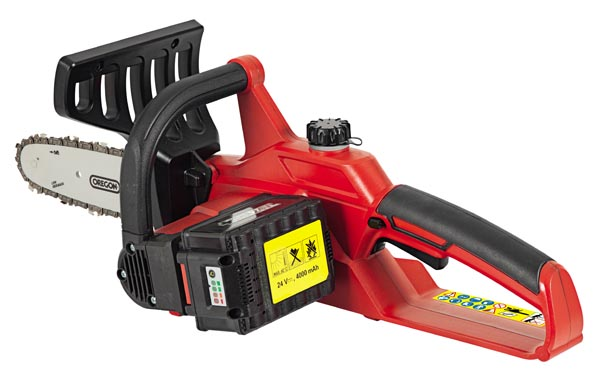 Motosega a Batteria al Litio 24 V – 4,0 Ah Grizzly AKS 2440 – Barra e Catena OREGON da 25 cm di taglio