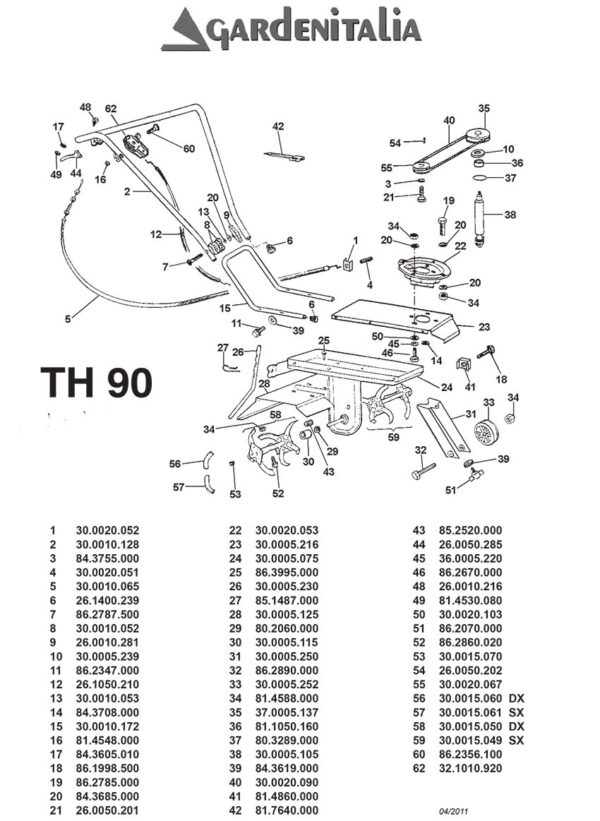 Motozappa GARDENITALIA mod. TH 90 B- motore a scoppio a Benzina B&S  - Made in Italy