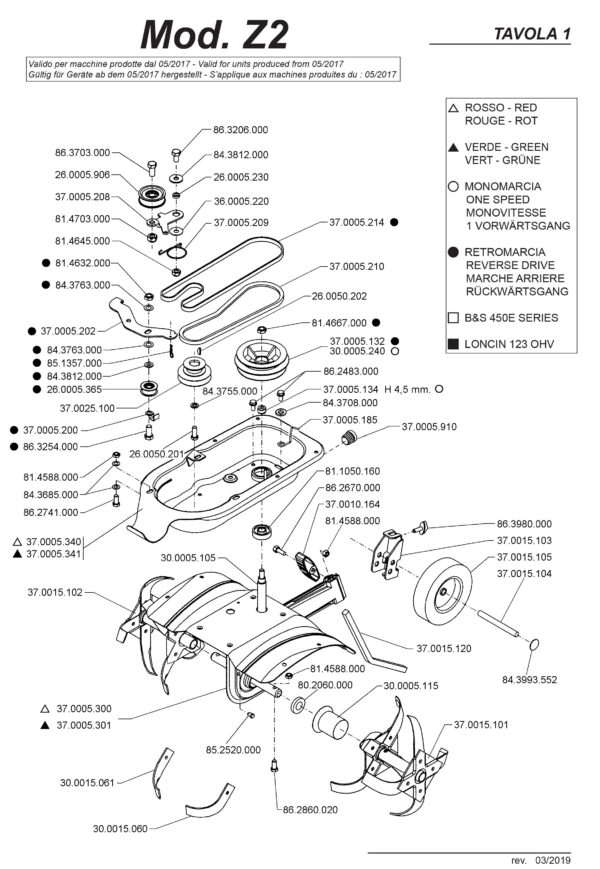 Motozappa Z 2 EUROSYSTEMS - motore a benzina B&S 450 E-SERIES - Made in Italy