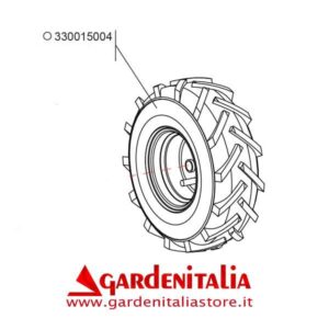 Ruota Completa di Cerchione DESTRA per Motocoltivatore RTT2/RTT3 Eurosystems
